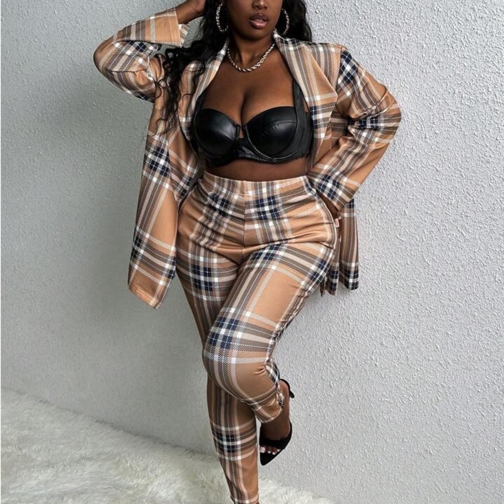 Plaid Women's Pants & Jumpsuit Set